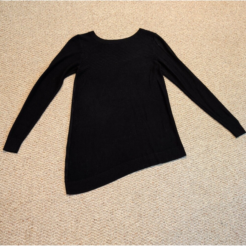 Apt. 9 Asymmetrical Hem Knit Sweater Womens Small Black Minimalist Lightweight